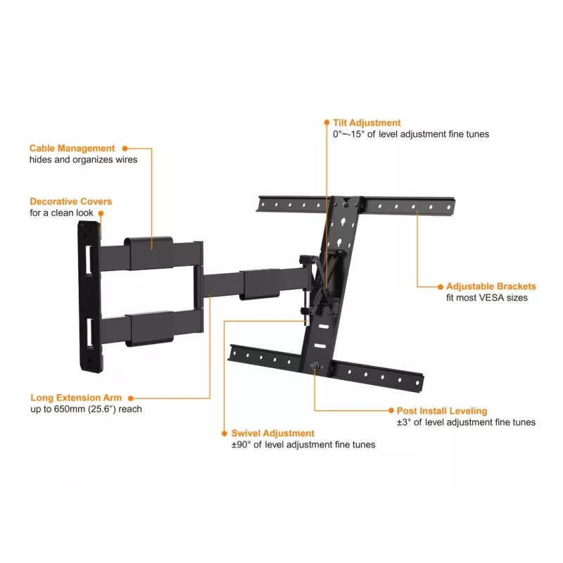 Montagearm Multibrackets M VESA Flexarm Thin Schwarz
