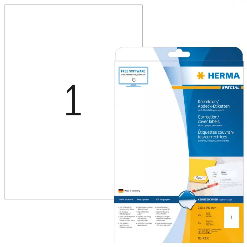Selbstklebeetiketten HERMA A4 210x297 mm 25 St.