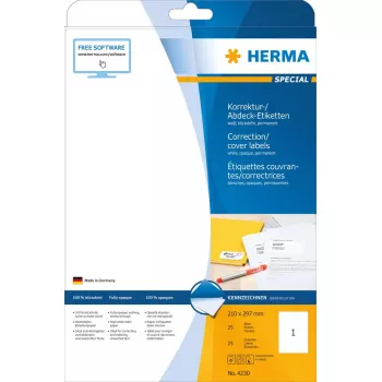 Selbstklebeetiketten HERMA A4 210x297 mm 25 St.