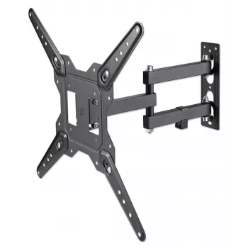 Manhattan Wandhalterung für TV & Monitore (Vollbeweglich), Für Bildschirme von 32 Zoll bis 55 Zoll, VESA-Kompatibilität: alles zwischen 100x100 mm und 400x400 mm – Überprüfen Sie die Abmessungen der vier Befestigungslöcher auf der Rückseite des Bildschirms, um sicherzustellen, dass es passt, Max. 30 kg, Schwarz, Halterung