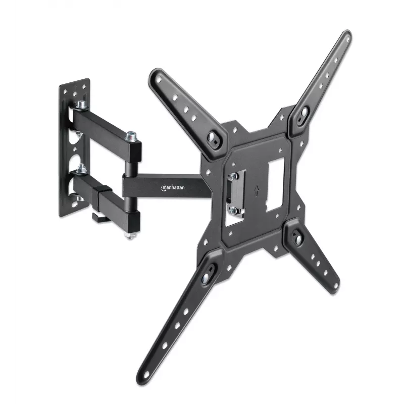 Manhattan Wandhalterung für TV & Monitore (Vollbeweglich), Für Bildschirme von 32 Zoll bis 55 Zoll, VESA-Kompatibilität: alles zwischen 100x100 mm und 400x400 mm – Überprüfen Sie die Abmessungen der vier Befestigungslöcher auf der Rückseite des Bildschirms, um sicherzustellen, dass es passt, Max. 30 kg, Schwarz, Halterung