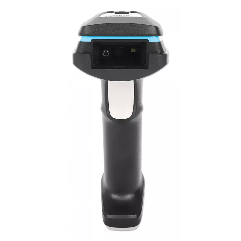 Manhattan Wireless 2D-Hand-Barcodescanner, 250 mm Scantiefe, bis zu 80 m effektive Reichweite (Sichtlinie), max. Umgebungslicht 100.000 Lux (Sonnenlicht), Schwarz, Ladekabel (USB-A auf USB-C zum Gerät) 1 m inklusive, drei Jahre Garantie