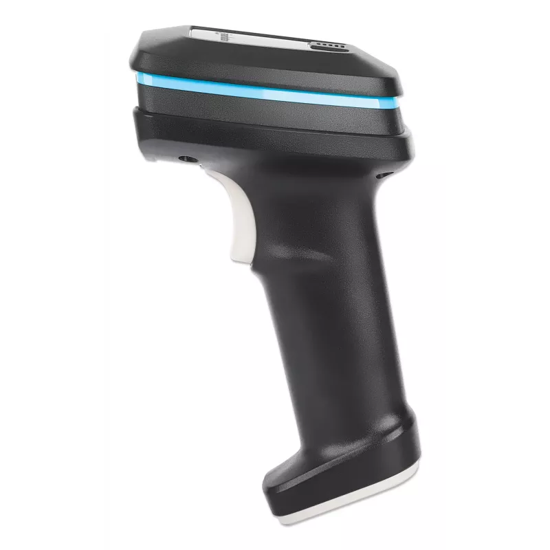 Manhattan Wireless 2D-Hand-Barcodescanner, 250 mm Scantiefe, bis zu 80 m effektive Reichweite (Sichtlinie), max. Umgebungslicht 100.000 Lux (Sonnenlicht), Schwarz, Ladekabel (USB-A auf USB-C zum Gerät) 1 m inklusive, drei Jahre Garantie