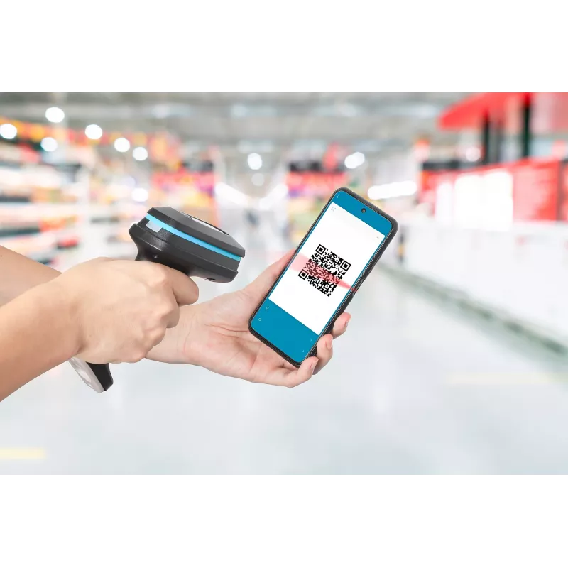 Manhattan Wireless 2D-Hand-Barcodescanner, 250 mm Scantiefe, bis zu 80 m effektive Reichweite (Sichtlinie), max. Umgebungslicht 100.000 Lux (Sonnenlicht), Schwarz, Ladekabel (USB-A auf USB-C zum Gerät) 1 m inklusive, drei Jahre Garantie