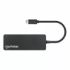 Manhattan USB-C Dock/Hub, Anschlüsse (x7): USB-A (x7), 5 Gbit/s (USB 3.2 Gen1, auch USB 3.0 genannt), externes Netzteil nicht erforderlich, universell für alle Geräte, Kabel 15 cm, SuperSpeed USB, Schwarz, drei Jahre Garantie