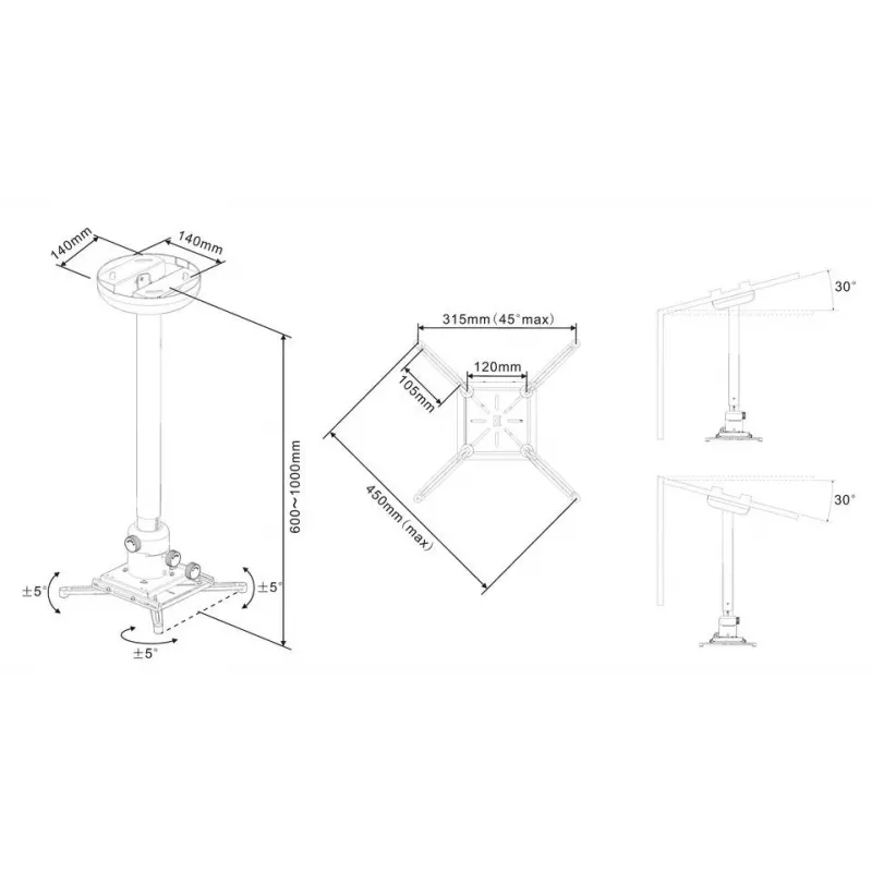Multibrackets M Universal Projector-Deckenhalterung 600-1000 mit Feinjustierung