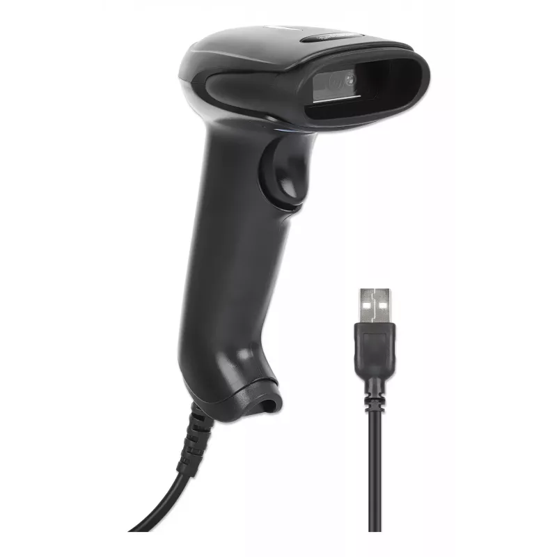 Manhattan Contact CCD Handheld-Barcodescanner, USB, 60 mm Scanbreite, Kabel 1,52 m, max. Umgebungslicht 5.000 Lux (Sonnenlicht), Schwarz, drei Jahre Garantie