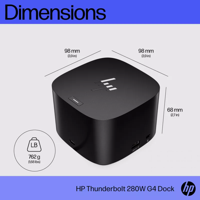 HP Thunderbolt Dock 280W G4 Kabelgebundene Dockingstation Thunderbolt 4 Schwarz