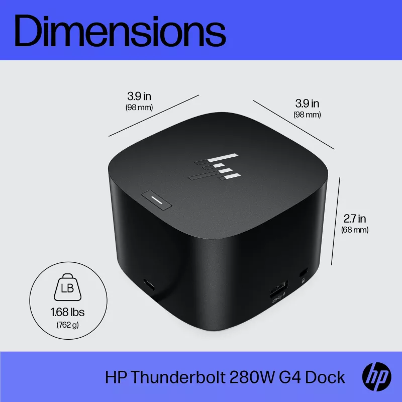 HP Thunderbolt Dock 280W G4 Kabelgebundene Dockingstation Thunderbolt 4 Schwarz