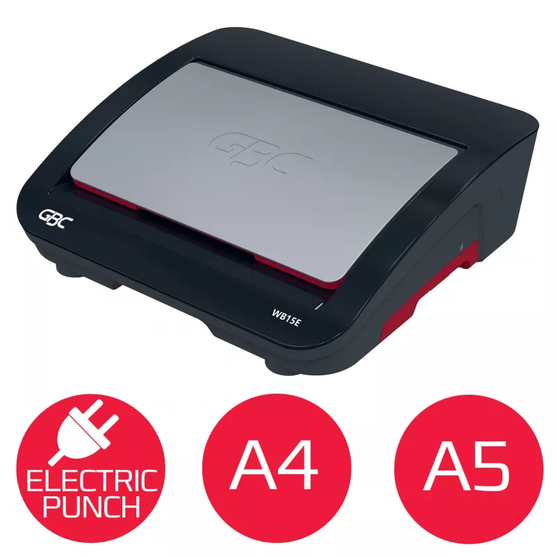 GBC WireBind® WB15E Elektrische Bindemaschine, Drahtbindemaschine, Elektrisch, 125 Blatt, Schwarz, Rot