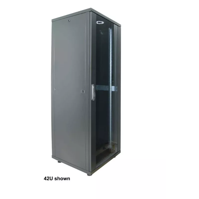 Intellinet 19 Zoll Netzwerkschrank – freistehend (Basic), 32HE, 600 x 800 mm (Breite x Tiefe), Schwarz, Flatpack, max. 600 kg, Einpunkt-Türschloss, ein Schloss pro Seitenwand, nutzbare Tiefe 123 bis 573 mm, Rack, IP20, Stahl