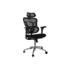 Ergonomischer Bürostuhl EQUIP 651053 mit Kopfstütze und Armlehnen, Mesh-Rücken, gepolsterter Sitz, höhenverstellbar 117–135 cm, Breite 660 mm, schwarz