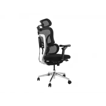 Ergonomischer Bürostuhl EQUIP 651053 mit Kopfstütze und Armlehnen, Mesh-Rücken, gepolsterter Sitz, höhenverstellbar 117–135 cm, Breite 660 mm, schwarz
