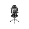 Ergonomischer Bürostuhl EQUIP 651053 mit Kopfstütze und Armlehnen, Mesh-Rücken, gepolsterter Sitz, höhenverstellbar 117–135 cm, Breite 660 mm, schwarz