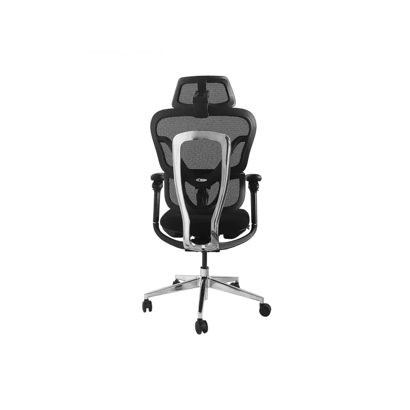 Ergonomischer Bürostuhl EQUIP 651053 mit Kopfstütze und Armlehnen, Mesh-Rücken, gepolsterter Sitz, höhenverstellbar 117–135 cm, Breite 660 mm, schwarz