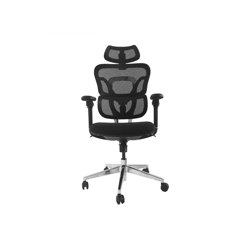 Ergonomischer Bürostuhl EQUIP 651053 mit Kopfstütze und Armlehnen, Mesh-Rücken, gepolsterter Sitz, höhenverstellbar 117–135 cm, Breite 660 mm, schwarz
