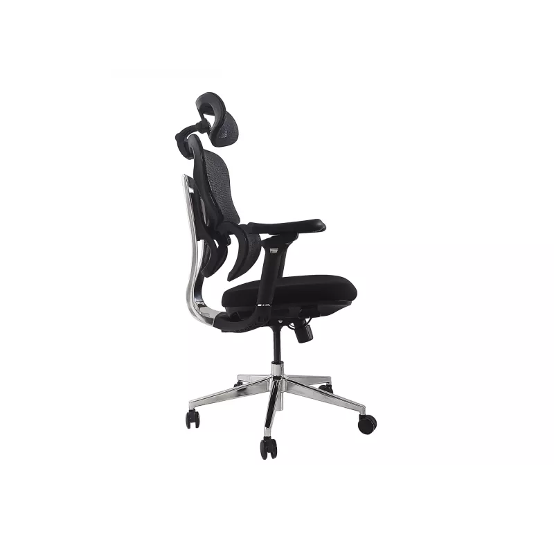 Ergonomischer Bürostuhl EQUIP 651053 mit Kopfstütze und Armlehnen, Mesh-Rücken, gepolsterter Sitz, höhenverstellbar 117–135 cm, Breite 660 mm, schwarz