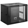 Intellinet 19 Zoll Netzwerkschrank – Wandmontage (Standard), 6HE, 600 mm tief, Schwarz, montiert, max. 60 kg, auch für Tisch- oder Bodenaufstellung geeignet, nutzbare Tiefe 500 mm, Metall- & Glastür, Rückwand, abnehmbare Seitenwände, Teile für Wandinstallation (z. B. Schrauben/Dübel) nicht enthalten