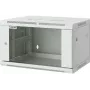 Intellinet 19-Zoll-Netzwerkschrank – Wandmontage (Standard), 6U, 450 mm tief, grau, montiert, max. 60 kg, auch für Tisch- oder Bodenaufstellung geeignet, nutzbare Tiefe 350 mm, Metall- & Glastür, Rückwand, abnehmbare Seitenwände, Teile für Wandmontage (z. B. Schrauben/Dübel) nicht enthalten