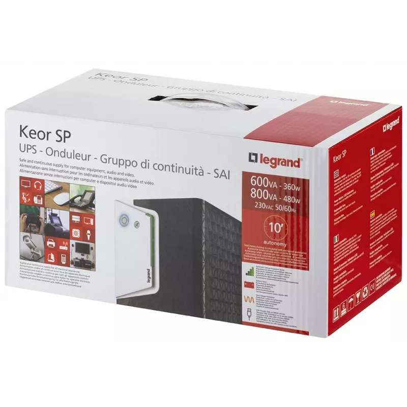 Legrand Keor ASI SP 800 GR unterbrechungsfreie Stromversorgung (USV) Line-Interactive 0,8 kVA 480 W 2 AC-Ausgänge