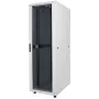 Intellinet 19-Zoll-Netzwerkschrank – freistehend, 26HE, 600x600 mm (Breite x Tiefe), grau, Flatpack, max. 1500 kg, Mehrpunkt-Türschloss, je ein Schloss pro Seitenwand, nutzbare Tiefe 123 bis 373 mm, IP20, Rack, Stahl