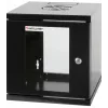 Intellinet 10-Zoll Netzwerkschrank – Wandmontage (Standard), 6HE, 300 mm tief, Schwarz, montiert, max. 60 kg, auch für Tisch- oder Bodenaufstellung geeignet, nutzbare Tiefe 265 mm, Metall- & Glastür, Rückwand, abnehmbare Seiten, Teile für Wandmontage (z.B. Schrauben/Dübel) nicht im Lieferumfang enthalten