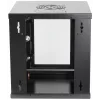 Intellinet 10-Zoll Netzwerkschrank – Wandmontage (Standard), 6HE, 300 mm tief, Schwarz, montiert, max. 60 kg, auch für Tisch- oder Bodenaufstellung geeignet, nutzbare Tiefe 265 mm, Metall- & Glastür, Rückwand, abnehmbare Seiten, Teile für Wandmontage (z.B. Schrauben/Dübel) nicht im Lieferumfang enthalten