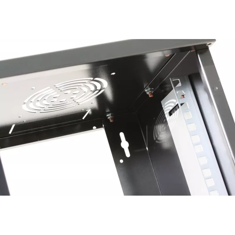 Intellinet 10-Zoll Netzwerkschrank – Wandmontage (Standard), 6HE, 300 mm tief, Schwarz, montiert, max. 60 kg, auch für Tisch- oder Bodenaufstellung geeignet, nutzbare Tiefe 265 mm, Metall- & Glastür, Rückwand, abnehmbare Seiten, Teile für Wandmontage (z.B. Schrauben/Dübel) nicht im Lieferumfang enthalten