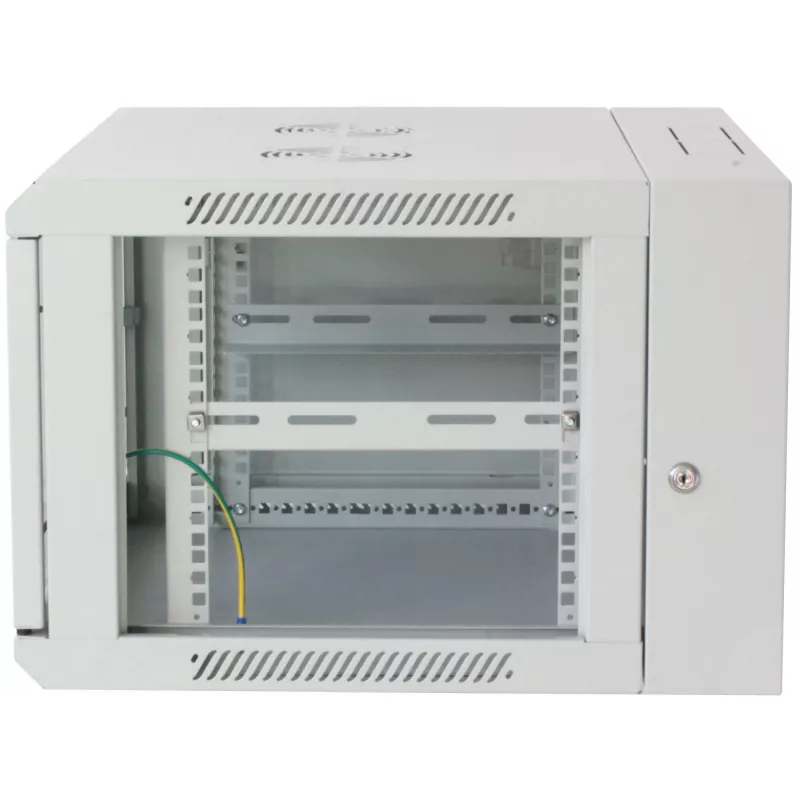 Intellinet 19-Zoll Netzwerkschrank – Wandmontage (zweiteiliger Schwenkausleger), 15HE, 550 mm tief, grau, montiert, max. 30 kg, schwenkt zur Rückseite für Zugang bei Wandmontage, Rack, nutzbare Tiefe 425 mm, Teile für Wandmontage nicht enthalten