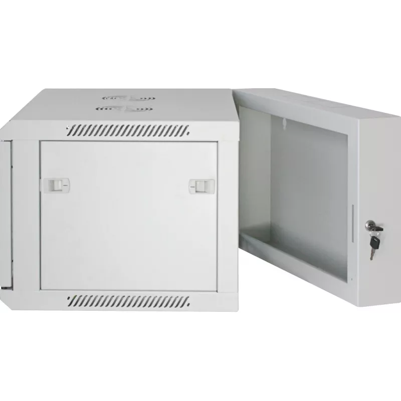 Intellinet 19-Zoll Netzwerkschrank – Wandmontage (zweiteiliger Schwenkausleger), 15HE, 550 mm tief, grau, montiert, max. 30 kg, schwenkt zur Rückseite für Zugang bei Wandmontage, Rack, nutzbare Tiefe 425 mm, Teile für Wandmontage nicht enthalten