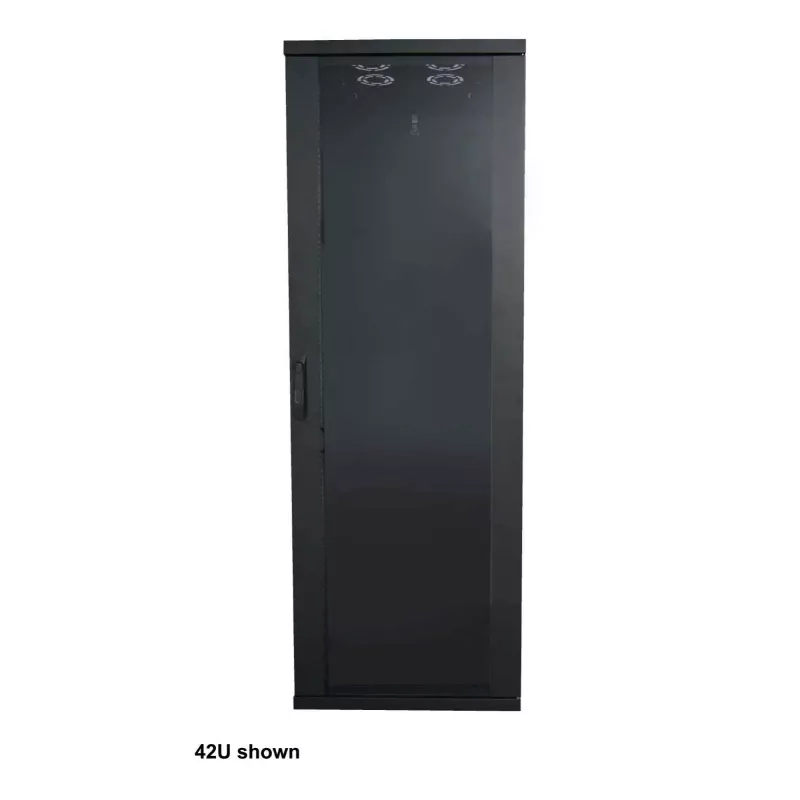 Intellinet 19 Zoll Netzwerkschrank – Freistehend (Basic), 22HE, 600x800mm (Breite x Tiefe), Schwarz, Flatpack, max. 600kg, Ein-Punkt-Türschloss, ein Schloss pro Seitenwand, nutzbare Tiefe 123 bis 573 mm, Rack, IP20, Stahl