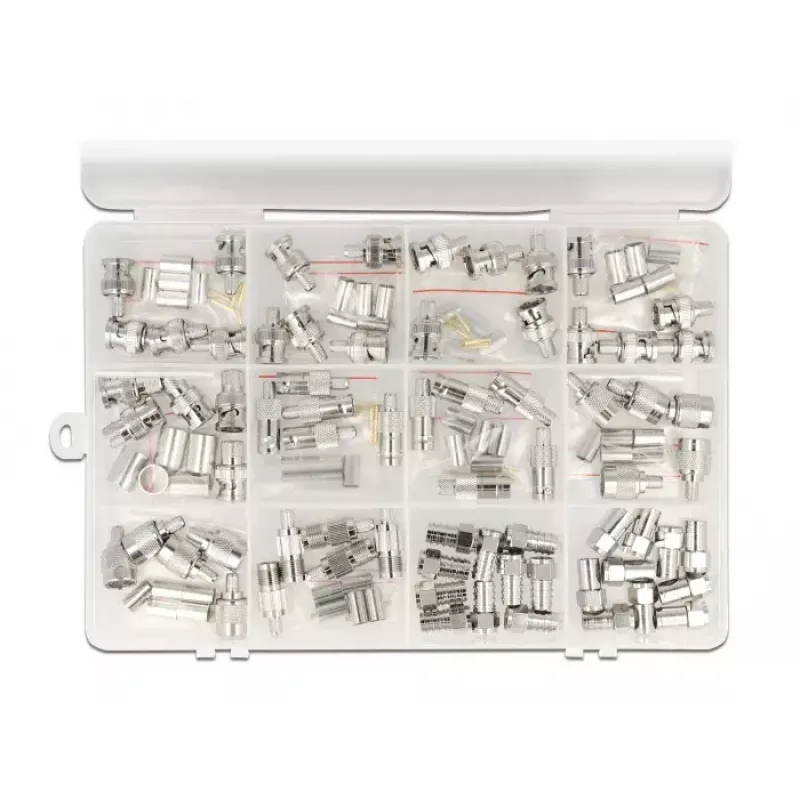 Delock 66811 Koaxial-Crimpstecker-Set, 70 Stk., 75 Ohm, BNC/TNC/F