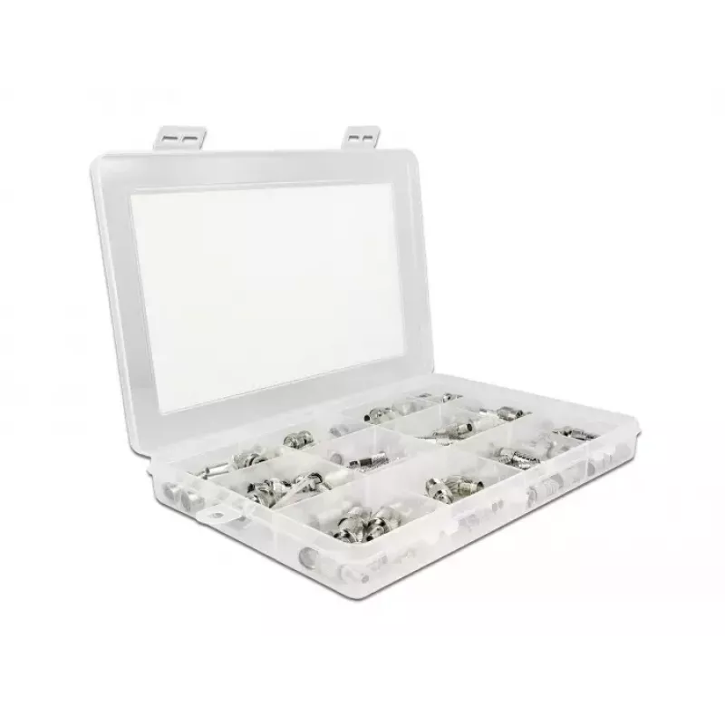 Delock 66811 Koaxial-Crimpstecker-Set, 70 Stk., 75 Ohm, BNC/TNC/F