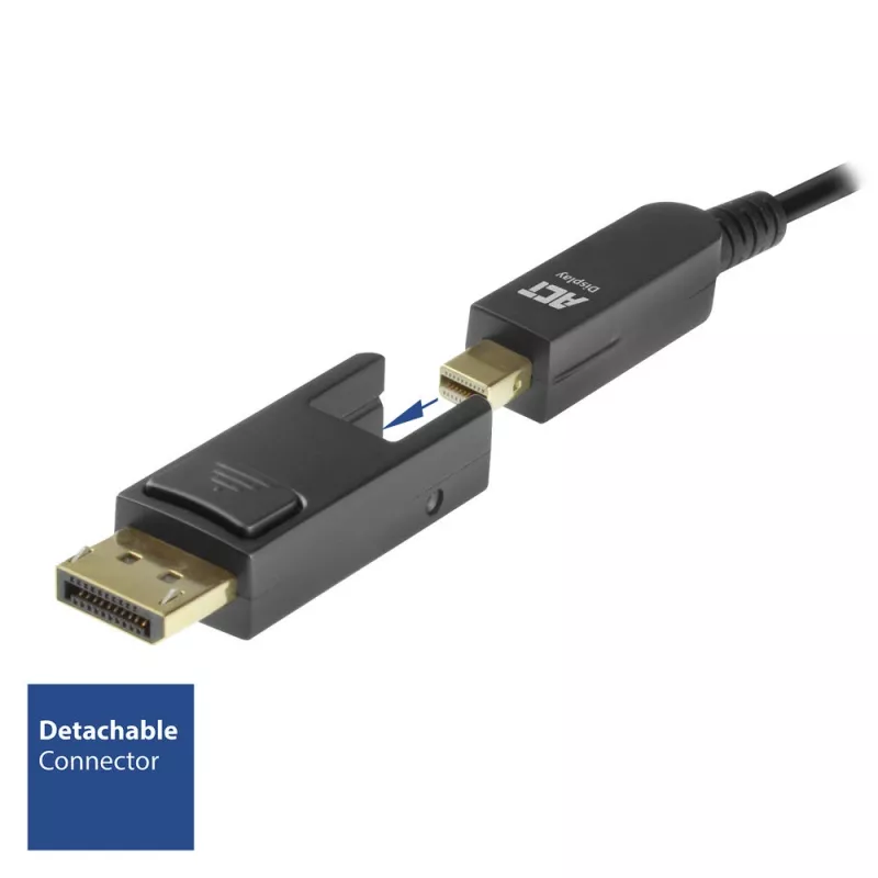 ACT 25 Meter DisplayPort 1.4 Aktives Optisches Kabel 8K mit abnehmbarem Stecker