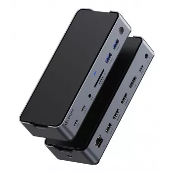 eSTUFF GLB232006 Laptop-Dockingstation/Port-Replikator Kabelgebunden USB 3.2 Gen 1 (3.1 Gen 1) Typ-C Aluminium, Schwarz