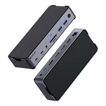 eSTUFF GLB232006 Laptop-Dockingstation/Port-Replikator Kabelgebunden USB 3.2 Gen 1 (3.1 Gen 1) Typ-C Aluminium, Schwarz
