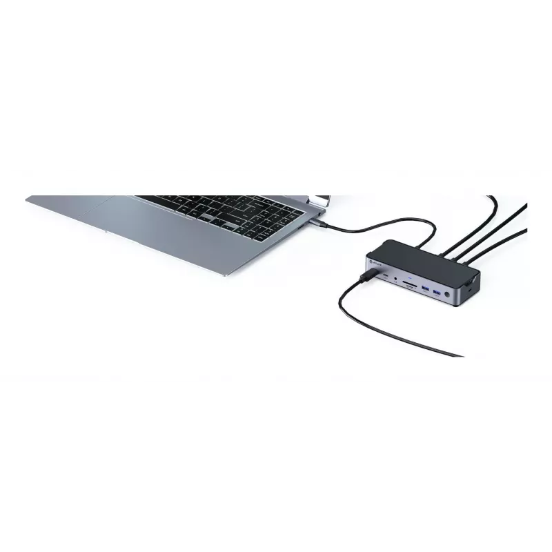 eSTUFF GLB232006 Laptop-Dockingstation/Port-Replikator Kabelgebunden USB 3.2 Gen 1 (3.1 Gen 1) Typ-C Aluminium, Schwarz