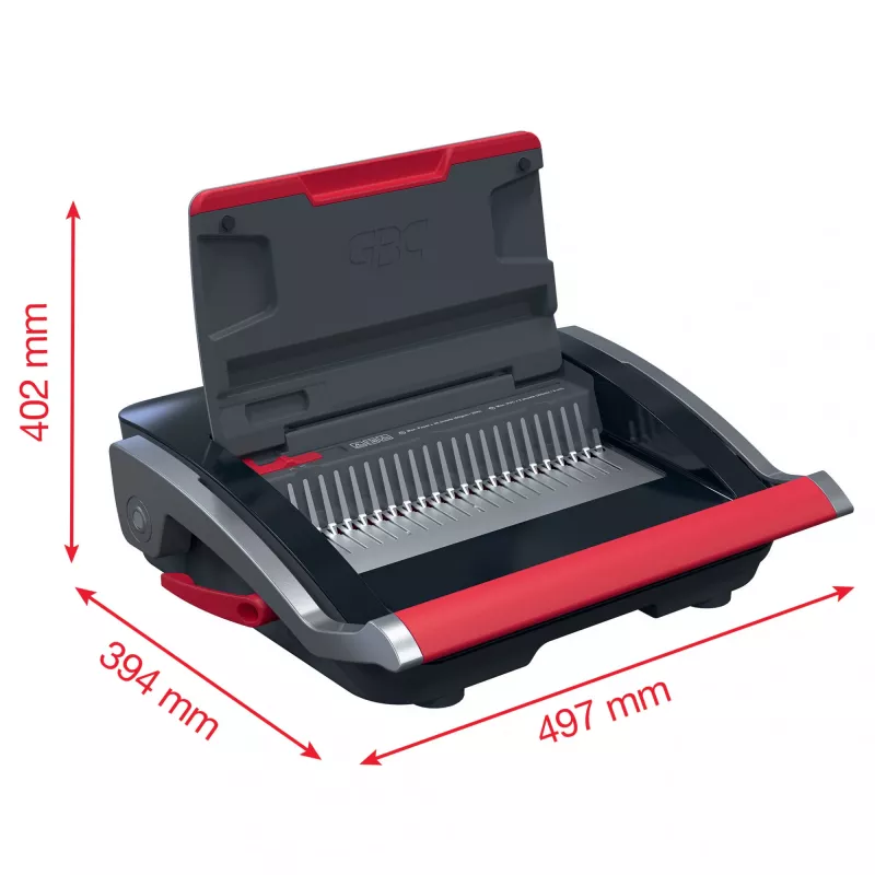 GBC CombBind® CB25 Manuelle Bindemaschine, Kammbindemaschine, Manuell, 390 Blatt, Schwarz, Rot