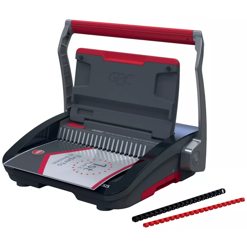 GBC CombBind® CB25 Manuelle Bindemaschine, Kammbindemaschine, Manuell, 390 Blatt, Schwarz, Rot