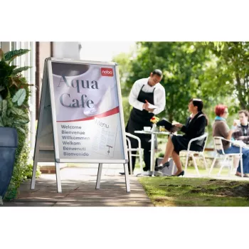 Nobo Essence A1 A-Frame Pavement Sign, tragbare Infotafel, Silber, Aluminium, PVC, Stahl, A1, 605 mm, 1095 mm