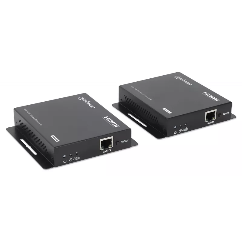 Manhattan 1080p HDMI KVM over IP Extender Kit, Verlängert 1080p@60Hz Signal bis zu 120m mit einem einzigen Cat6 Ethernet-Kabel oder einem IP-fähigen Netzwerk, Sender und Empfänger, USB-A-Anschlüsse für PC/Maus/Tastatur, Schwarz, Drei Jahre Garantie