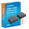Manhattan 1080p HDMI KVM over IP Extender Kit, Verlängert 1080p@60Hz Signal bis zu 120m mit einem einzigen Cat6 Ethernet-Kabel oder einem IP-fähigen Netzwerk, Sender und Empfänger, USB-A-Anschlüsse für PC/Maus/Tastatur, Schwarz, Drei Jahre Garantie