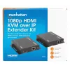 Manhattan 1080p HDMI KVM over IP Extender Kit, Verlängert 1080p@60Hz Signal bis zu 120m mit einem einzigen Cat6 Ethernet-Kabel oder einem IP-fähigen Netzwerk, Sender und Empfänger, USB-A-Anschlüsse für PC/Maus/Tastatur, Schwarz, Drei Jahre Garantie