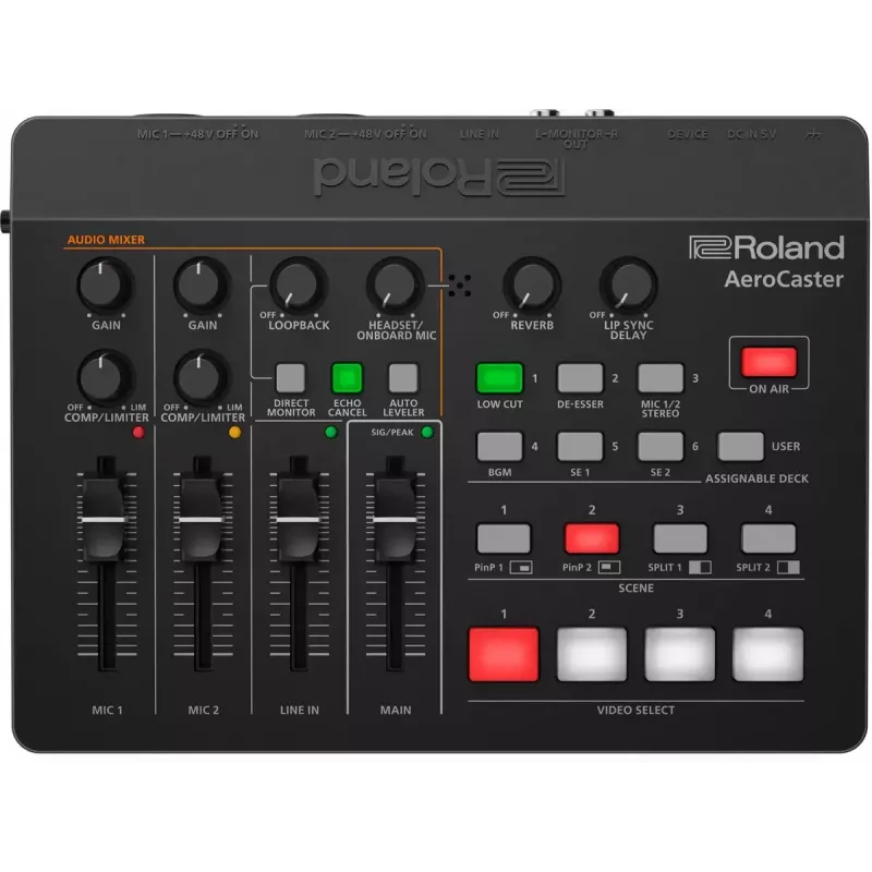 Audio Interface Roland AeroCaster Schwarz 24 bit 48 kHz Phantom Power 48 V