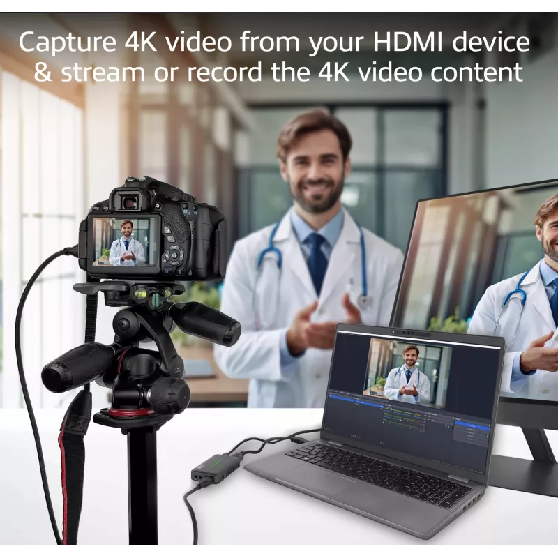 ACT USB-C Video Capture Card, HDMI 4K@60Hz Durchschleifung, 4K@30Hz Aufnahme