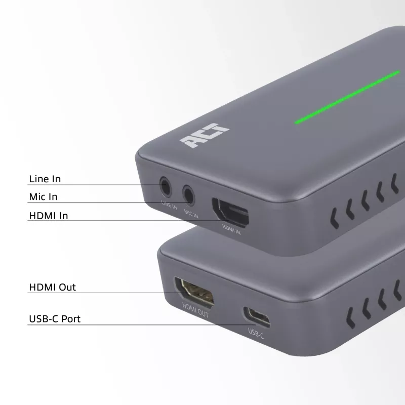 ACT USB-C Video Capture Card, HDMI 4K@60Hz Durchschleifung, 4K@30Hz Aufnahme