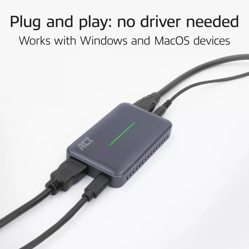 ACT USB-C Video Capture Card, HDMI 4K@60Hz Durchschleifung, 4K@30Hz Aufnahme