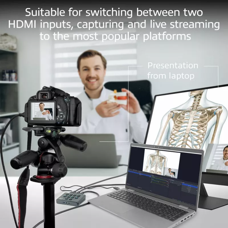 ACT Dual HDMI Eingang USB-C Video Switcher 60Hz Grau