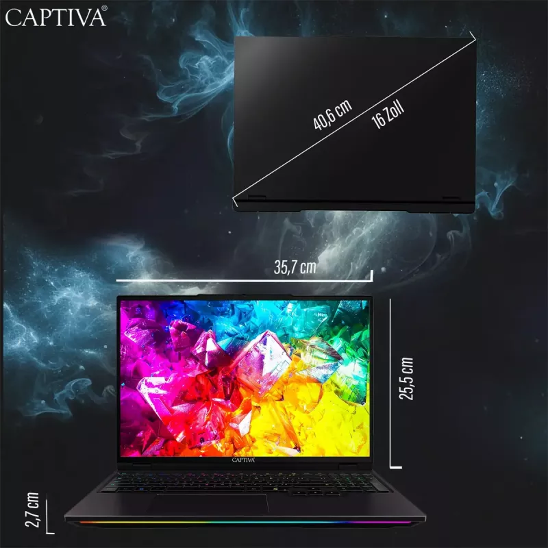 Laptop CAPTIVA 92257 16 Zoll AMD Ryzen 9 32GB SSD Schwarz