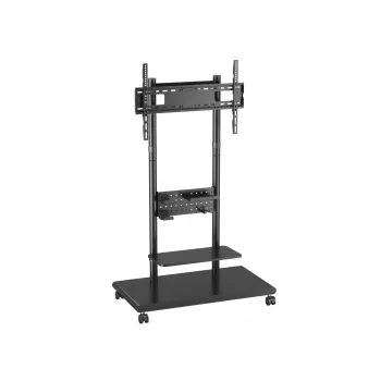 Mobiler TV-Wagen EQUIP 50 Zoll–90 Zoll mit Pegboard-Regal, VESA 200x200–600x400, 60 kg, schwarz
